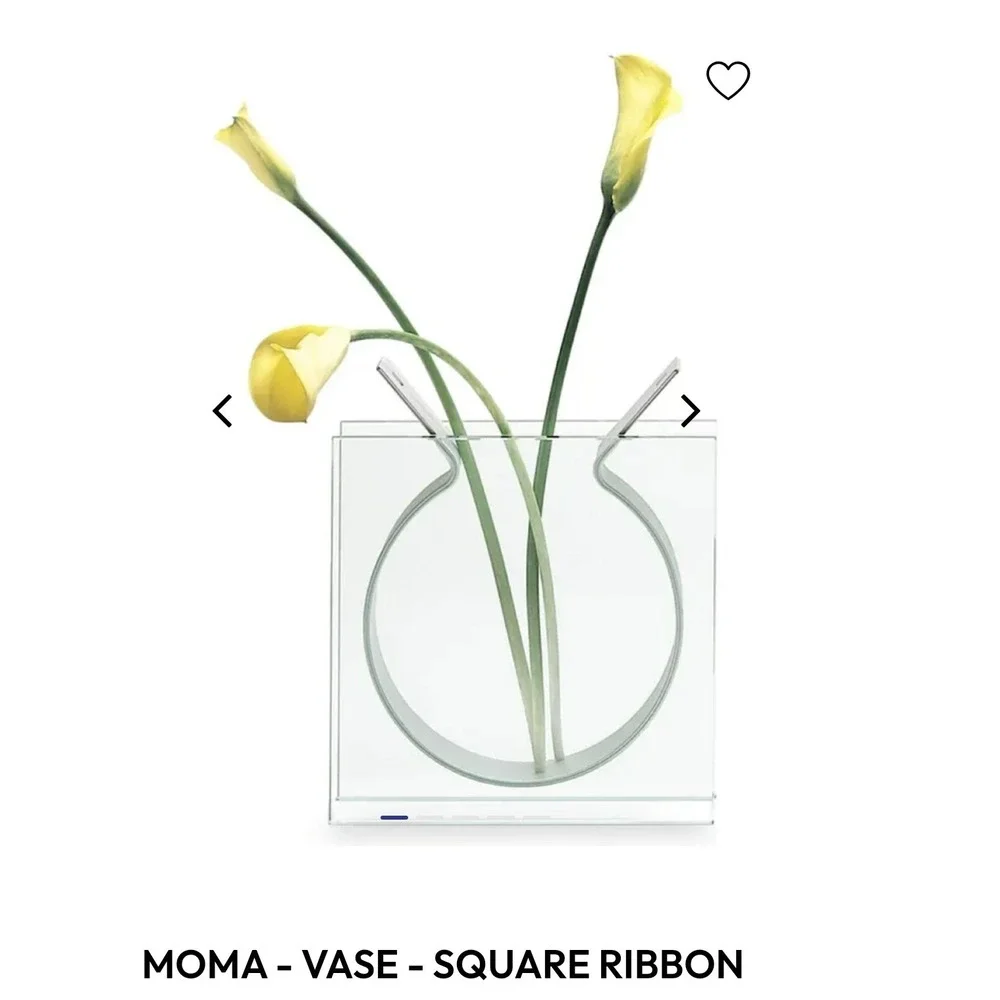 Peter Hewitt MoMA Square Ribbon Vase Glass Anodized Aluminum Modernist Decor